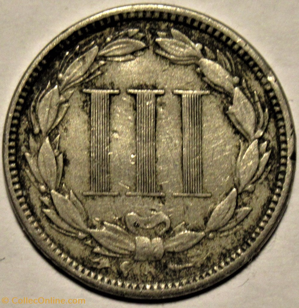 1872 - 3 Cents (ex.2) monnaies monde etats unis 1872 3 cents ex 2