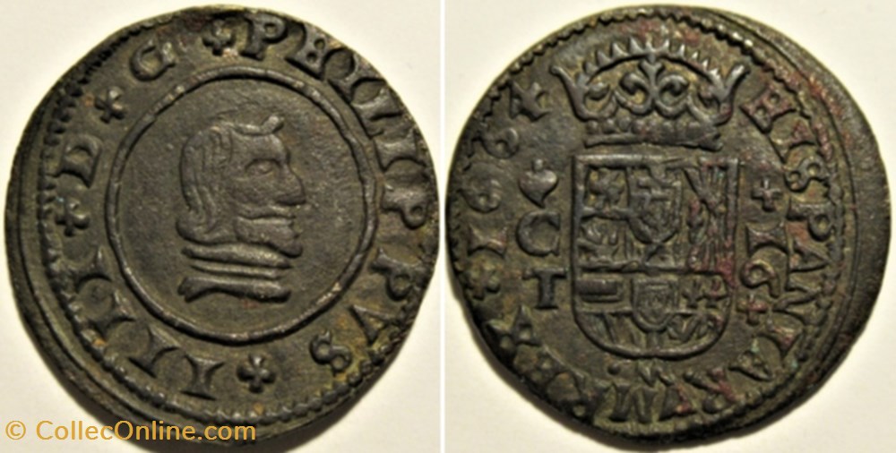 1664 Cordoba - 16 Maravedis - Felipe IV de España monnaies monde espagne 1664 cordoba 16 maravedis felipe iv de espana