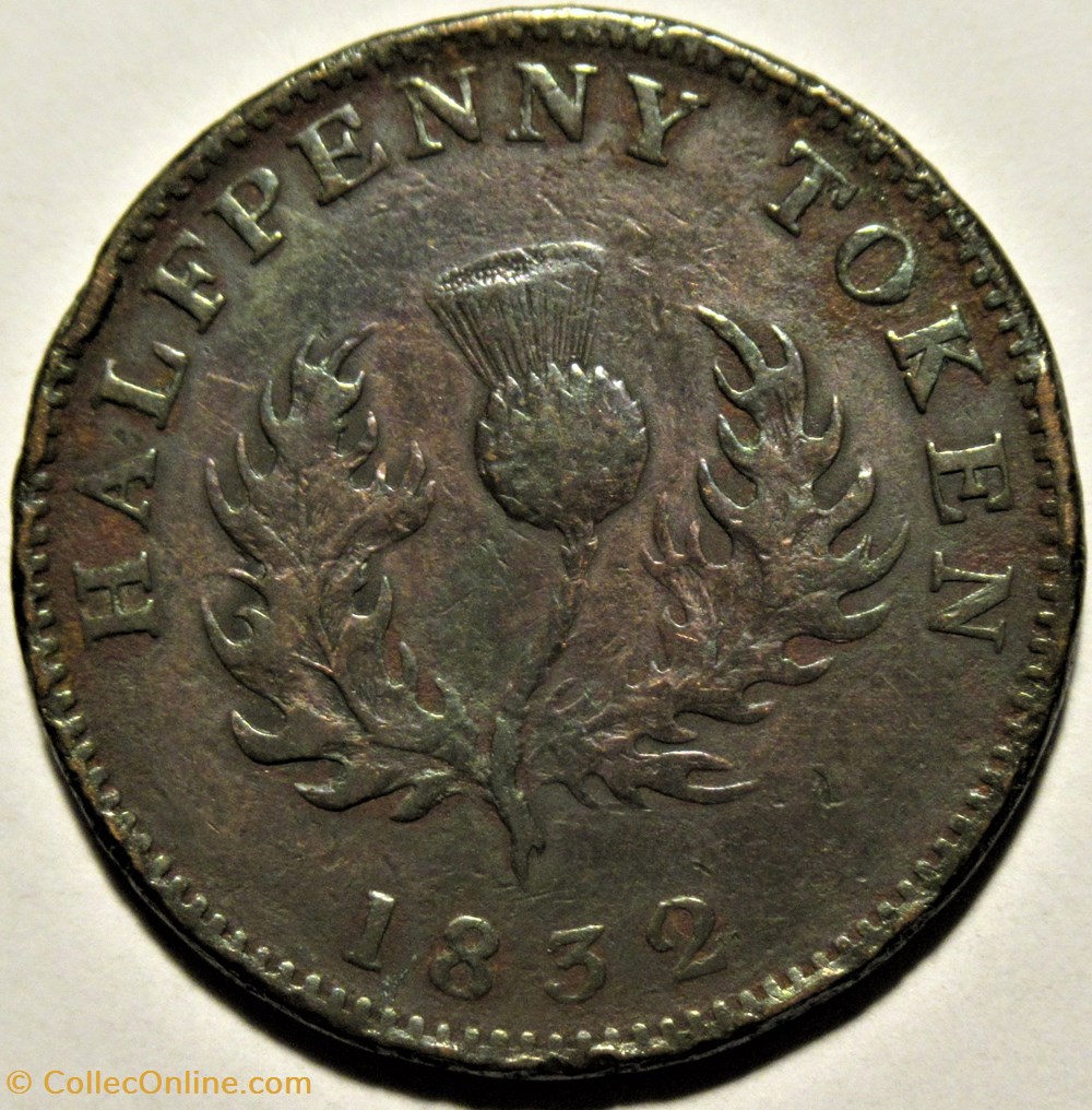 George IV - HalfPenny Token 1832 - Nova Scotia (ex.6) 3 monnaies monde canada george iv halfpenny token 1832 nova scotia ex 6