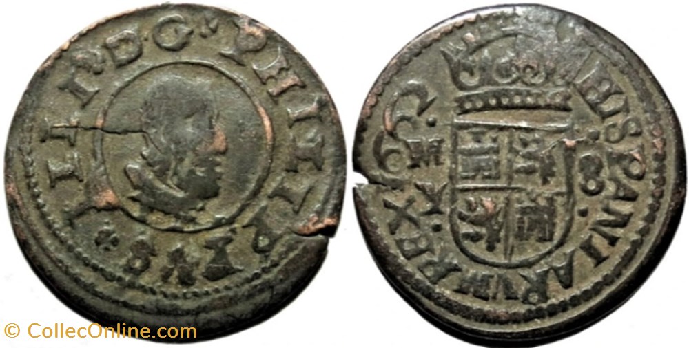 1662 Madrid - 8 Maravedis - Felipe IV de España monnaies monde espagne 1662 madrid 8 maravedis felipe iv de espana