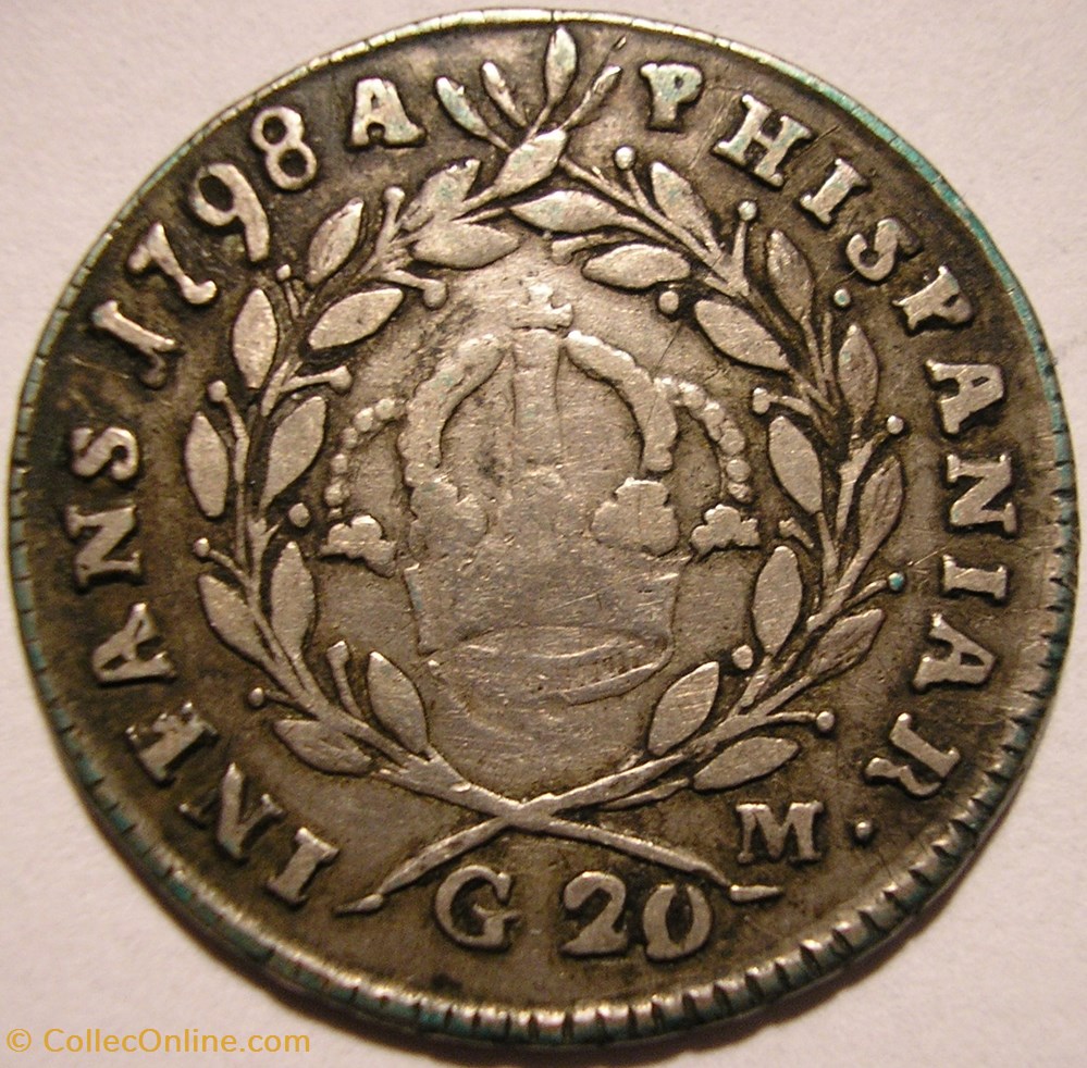 1798 Royaume de Naples 20 Grana - Ferdinando IV de Bourbon-Siciles (ex.2) monnaies monde italie 1798 royaume de naples 20 grana ferdinando iv de bourbon siciles ex 2