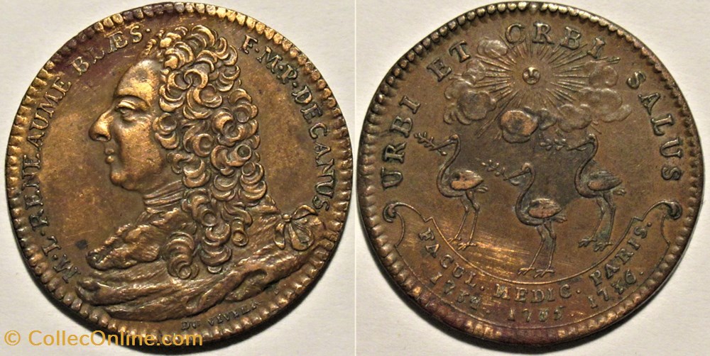 M-L Reneaume - Jeton 1736, doyen de la faculté de Médecine de Paris monnaies paranumismatique jetons poids m l reneaume jeton 1736 doyen de la faculte de medecine de paris