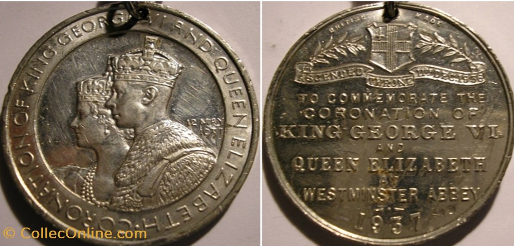 George VI & Elizabeth - 1937 Coronation at Westminster Abbey Medal - UK (ex.2) medaille royaume uni george vi elizabeth 1937 coronation at westminster abbey medal uk ex 2