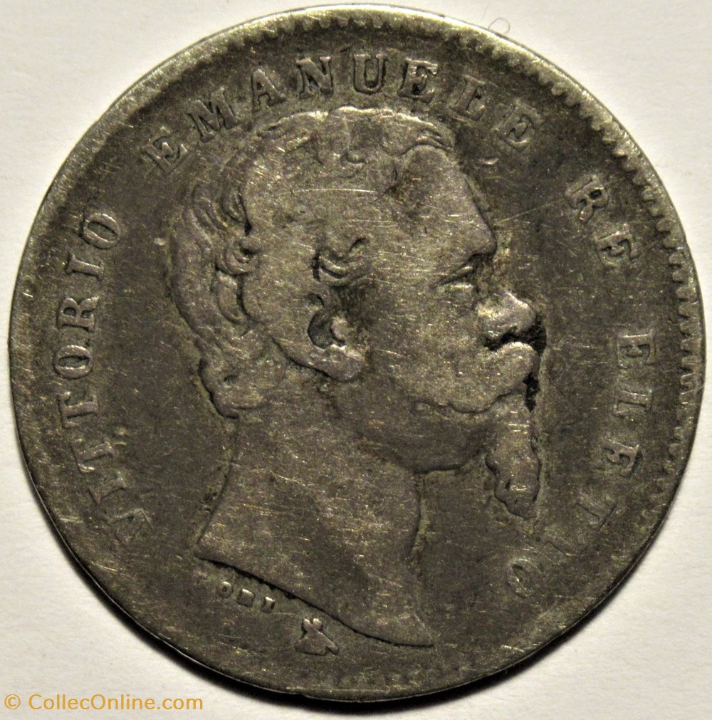 1860/59 Province Unite del Centro Italia, Una Lira, Firenze - Vittorio Emanuele II monnaies monde italie 1860 59 province unite del centro italia una lira firenze vittorio emanuele ii