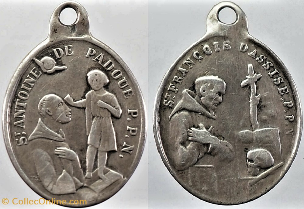 medailles medaillette de saint antoine de padoue saint francois assise xviiie