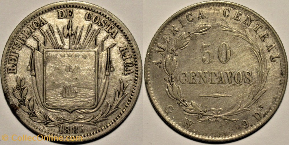 Costa Rica - 50 Centavos 1885 monnaies monde costa rica 50 centavos 1885