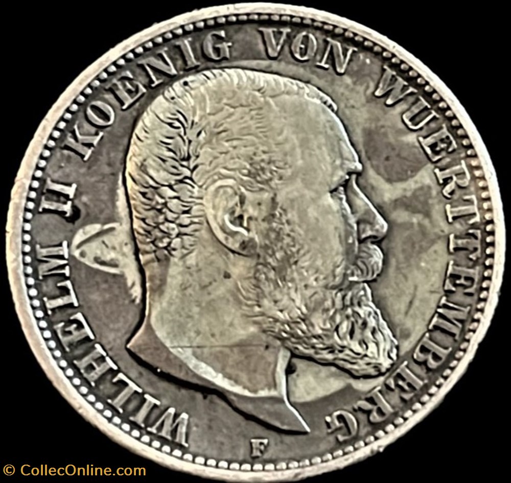monnaies europe medievale saint empire romain germanique wilhelm ii 2 mark 1904 wurttemberg