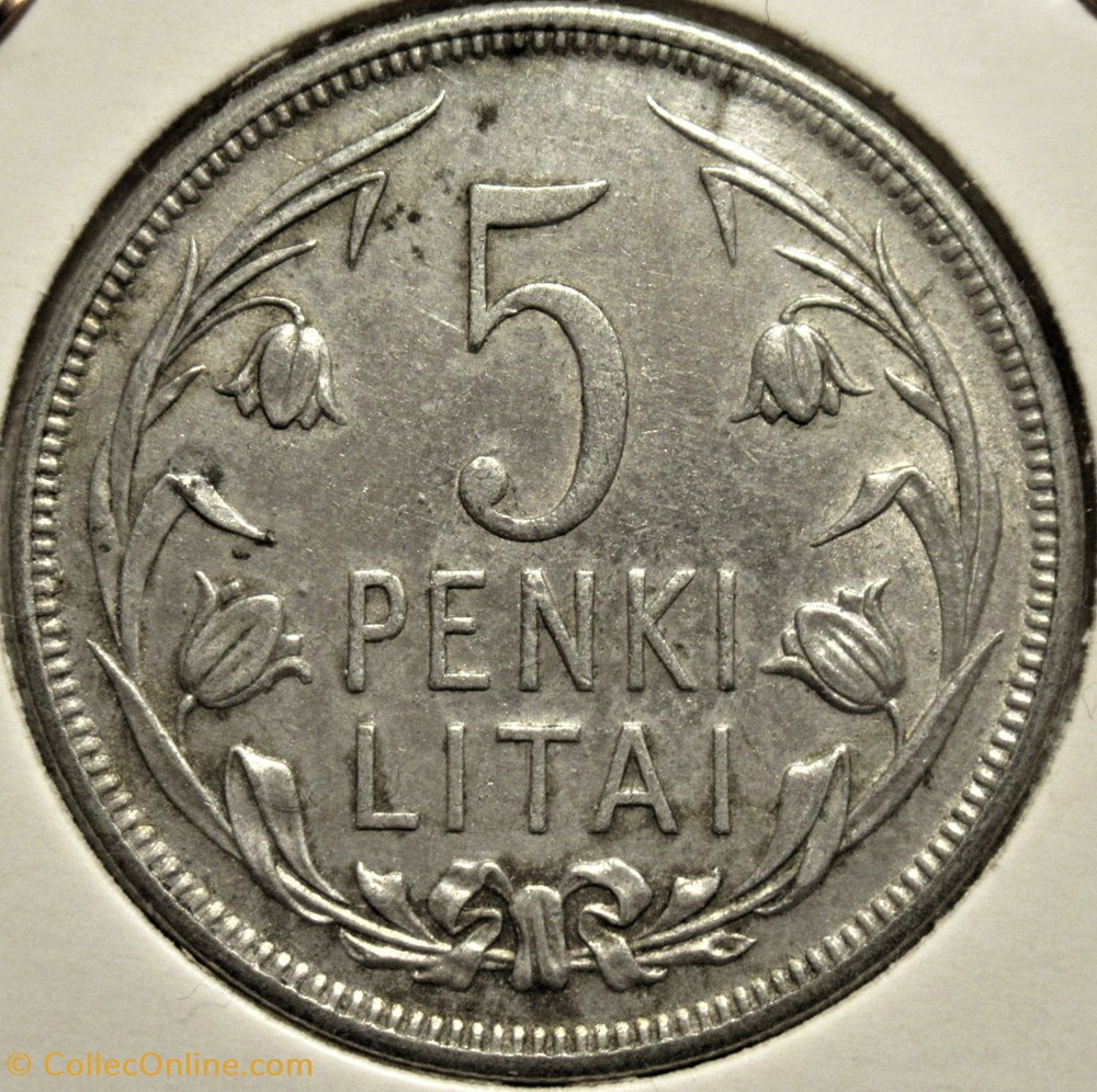 Lithuania, Republic of - Penki Litai 1925 monnaies monde lituanie lithuania republic of penki litai 1925