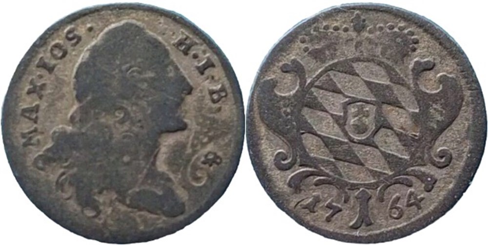 Maximilian III Joseph - 1 Kreuzer 1764 - Electorate of Bavaria monnaies europe medievale saint empire romain germanique maximilian iii joseph 1 kreuzer 1764 electorate of bavaria