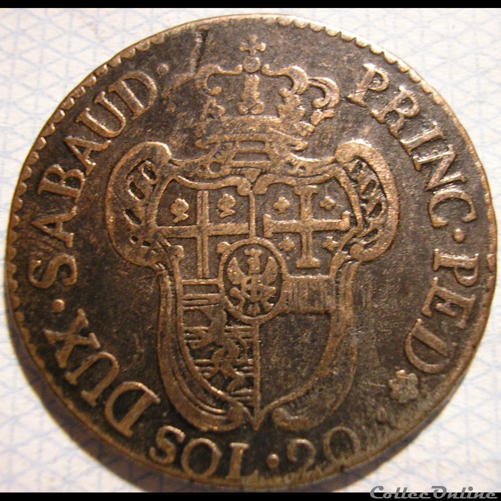 monnaie monde italie 1795 royaume de sardaigne 20 soldi victor amedee iii de savoie