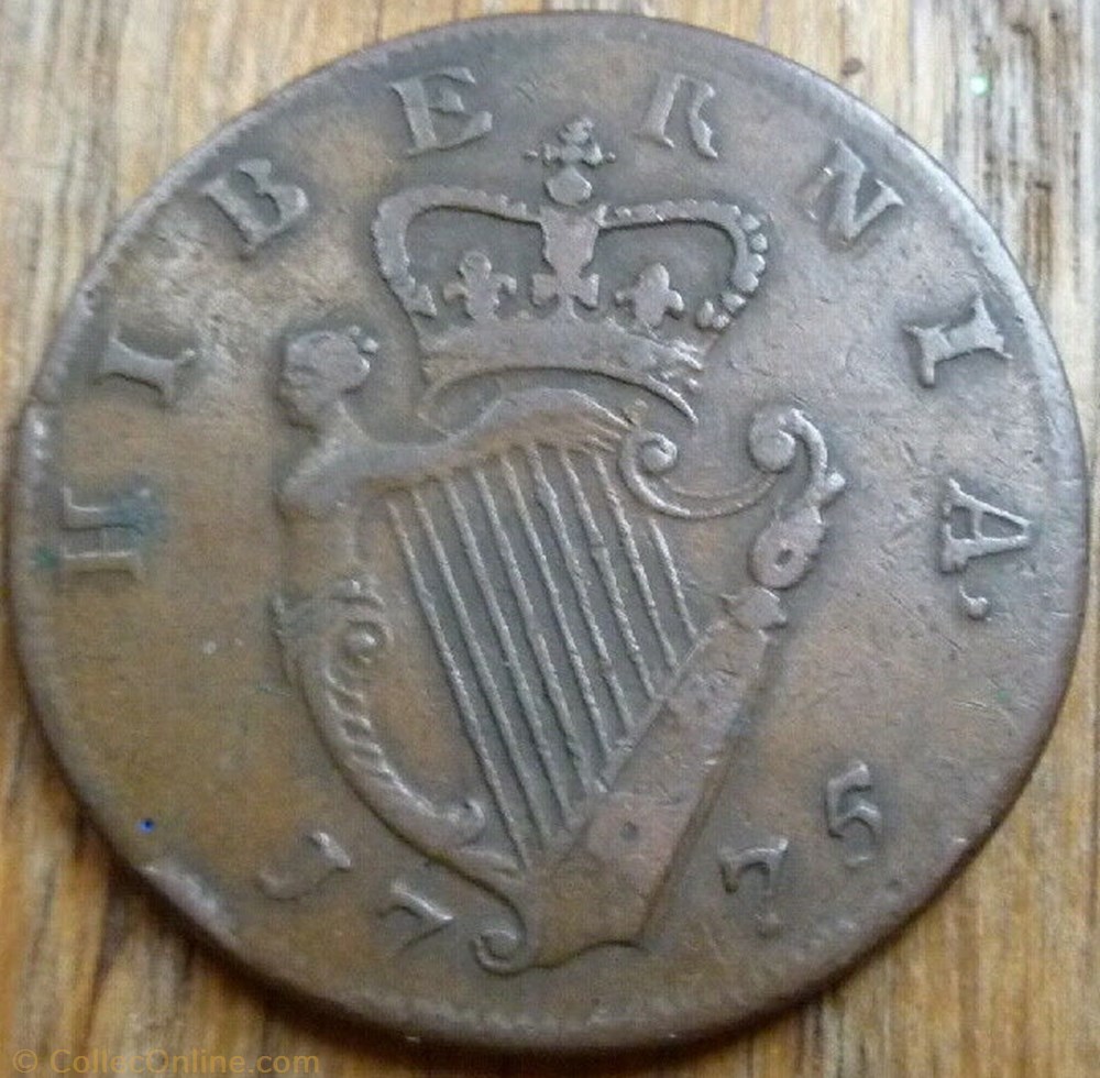 1775 Half Penny, Hibernia - George III of Great Britain monnaie monde irlande 1775 half penny hibernia george iii of great britain