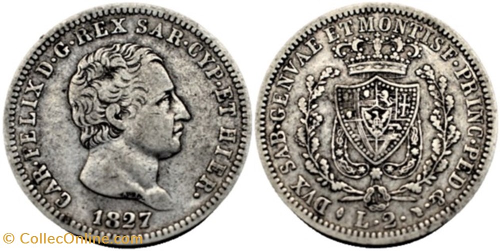 1825 Royaume de Sardaigne, 2 Lire Torino - Carlo Felice monnaies monde italie 1825 royaume de sardaigne 2 lire torino carlo felice