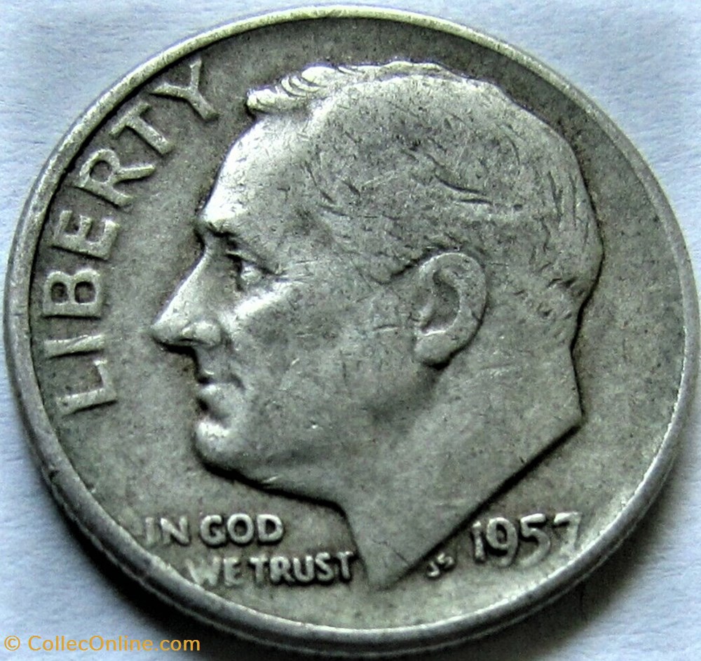 1957 Denver Dime - Repunched Mintmark monnaies monde etats unis 1957 denver dime repunched mintmark