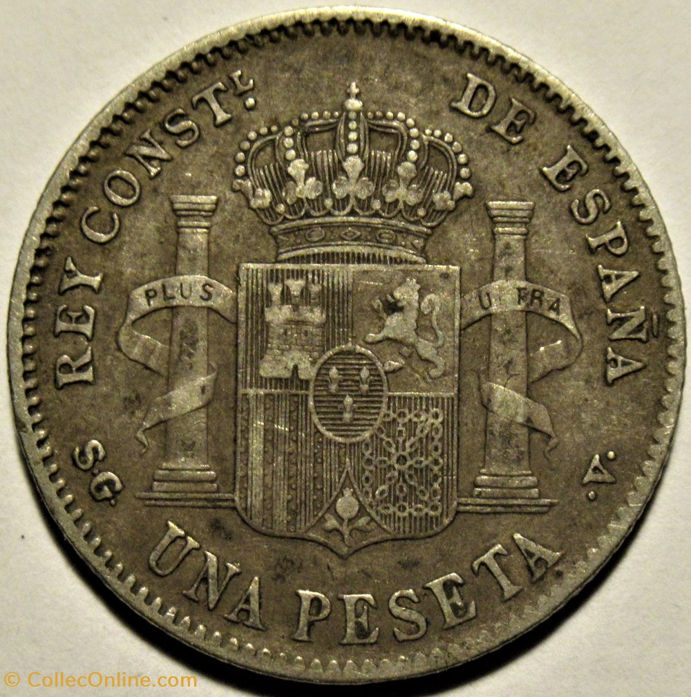 1899 - Peseta - Alfonso XIII de España (ex.2) 3 monnaies monde espagne 1899 peseta alfonso xiii de espana ex 2