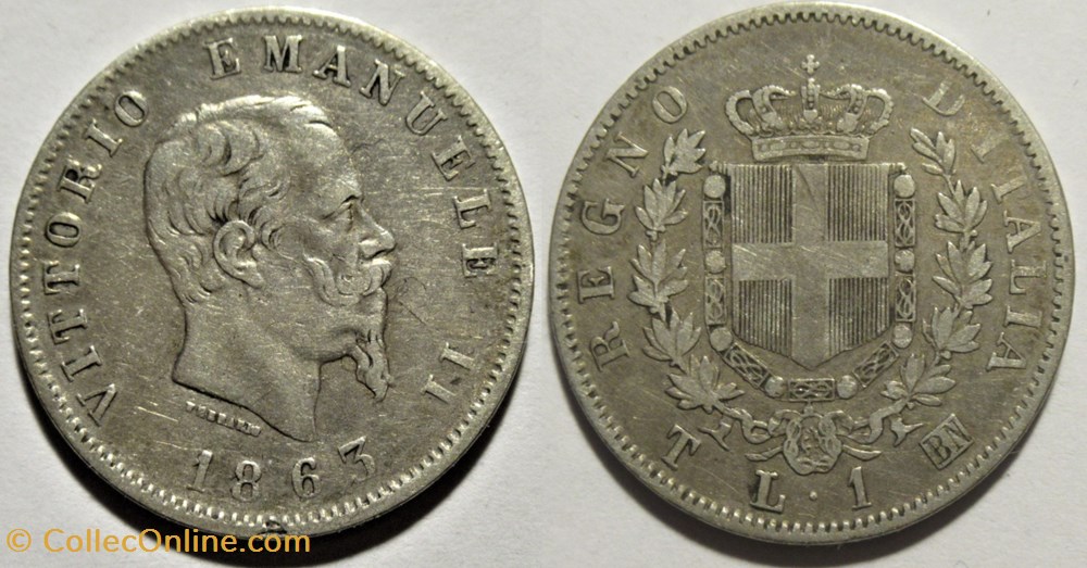 monnaies monde italie 1863 regno italia lira torino vittorio emanuele ii
