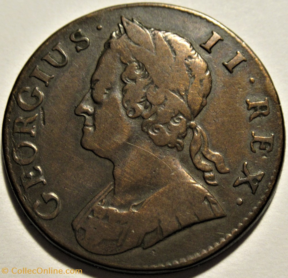 George II - Half Penny 1745 Great Britain 3 monnaies europe medievale royaume d angleterre george ii half penny 1745 great britain