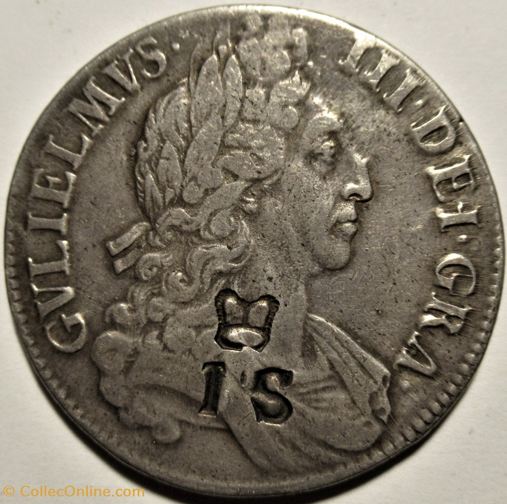 William III - One Crown 1696 - Kingdom of England 2 monnaies europe medievale royaume angleterre william iii one crown 1696 kingdom of england