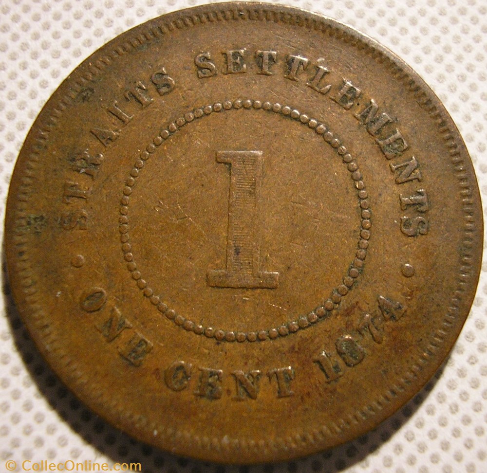 Victoria - One Cent 1874 - Straits Settlements, Malaysia (2) monnaies monde malaisie victoria one cent 1874 straits settlements malaysia 2