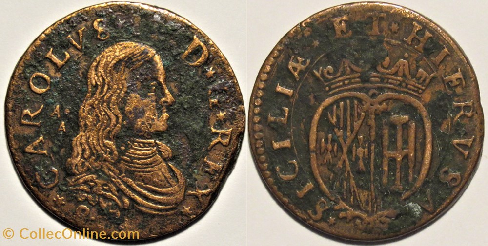 1680 Royaume de Naples 1 Grano - Carlos II d'Espagne monnaies europe medievale 1680 royaume de naples 1 grano carlos ii espagne