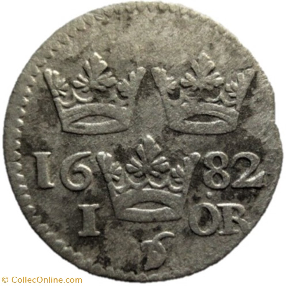 Sweden - Karl XI - 1 Öre 1682 monnaies monde suede sweden karl xi 1 ore 1682