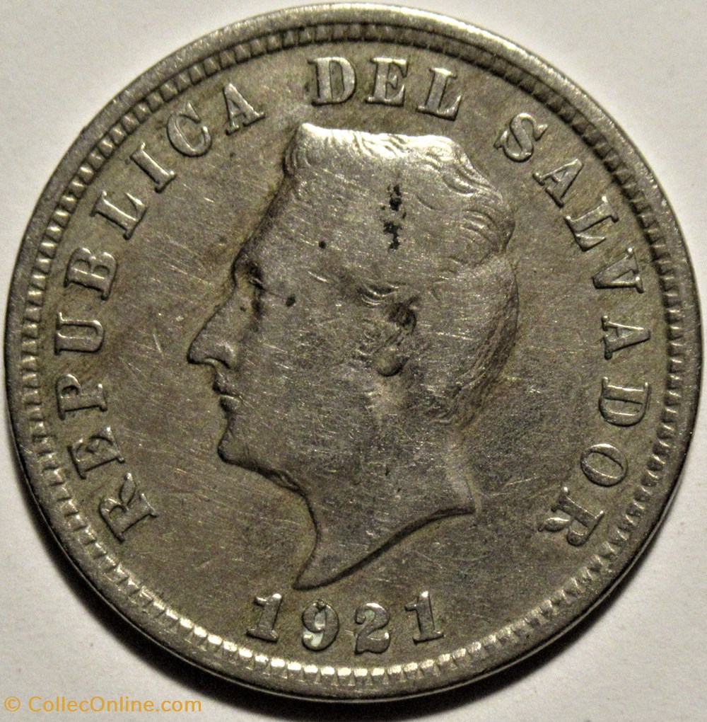 El Salvador - 5 Centavos 1921 monnaies monde argentine el salvador 5 centavos 1921