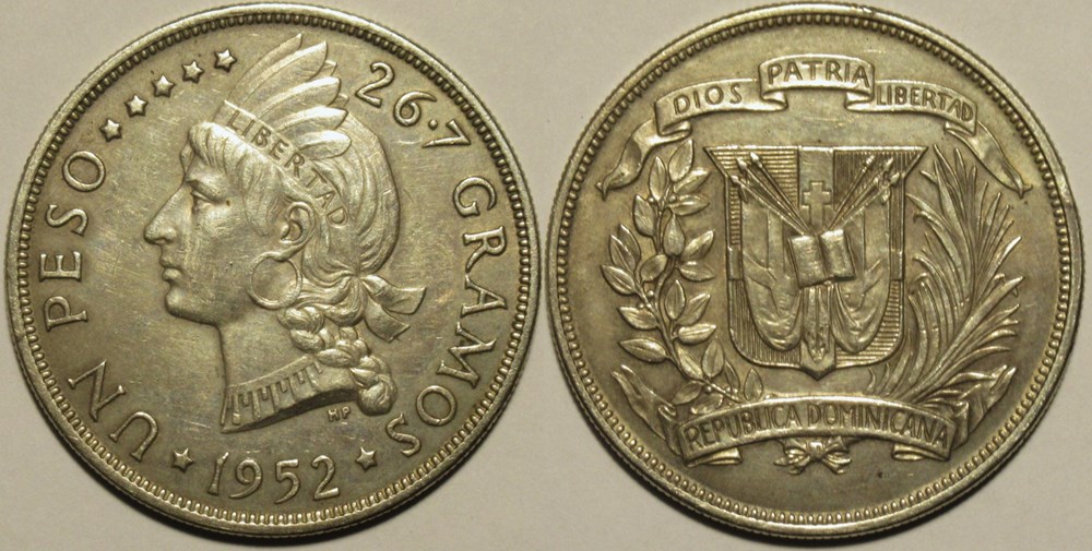 Dominican Republic - 1 Peso 1952 monnaies monde dominique dominican republic 1 peso 1952