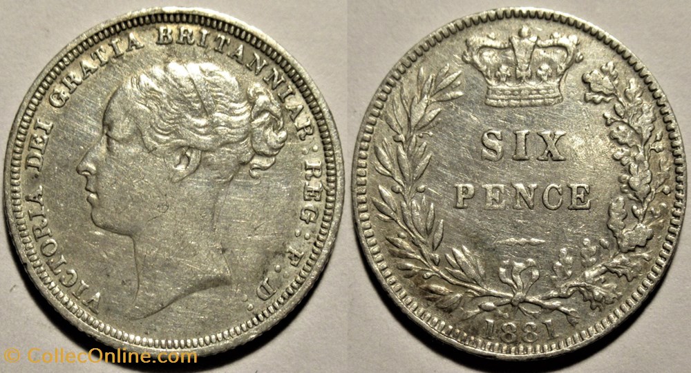 Victoria - Sixpence 1881 Kingdom of Great Britain (ex.2) monnaies monde royaume uni victoria sixpence 1881 kingdom of great britain ex 2