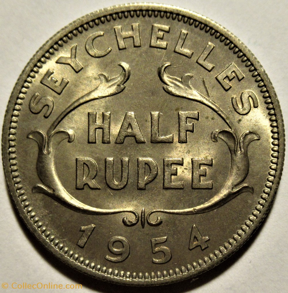 Elizabeth II - Half Rupee 1954 - Seychelles 3 monnaies monde elizabeth ii half rupee 1954 seychelles