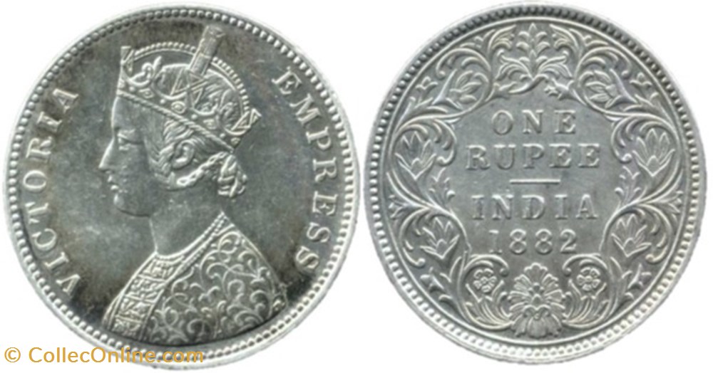 Victoria - One Rupee 1882 Calcutta - British India monnaies monde inde victoria one rupee 1882 calcutta british india