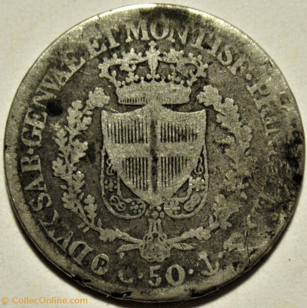1826 Royaume de Sardaigne, 50 Centesimi Genova - Carlo Felice monnaies monde italie 1826 royaume de sardaigne 50 centesimi genova carlo felice
