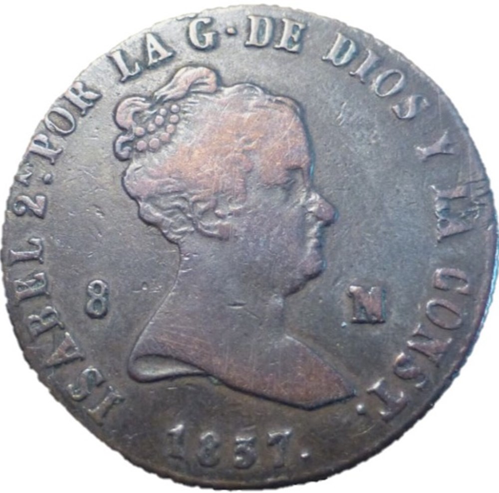 1837 Jubia, 8 Maravedis - Isabel II España monnaies monde espagne 1837 jubia 8 maravedis isabel ii espana