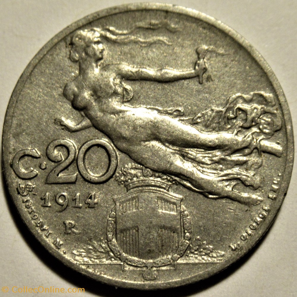 monnaies monde italie 1914 regno italia 20 centesimi roma vittorio emanuele iii