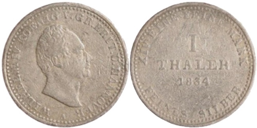 William IV - 1 Thaler 1834 - Kingdom of Hannover monnaies monde allemagne william iv 1 thaler 1834 kingdom of hannover