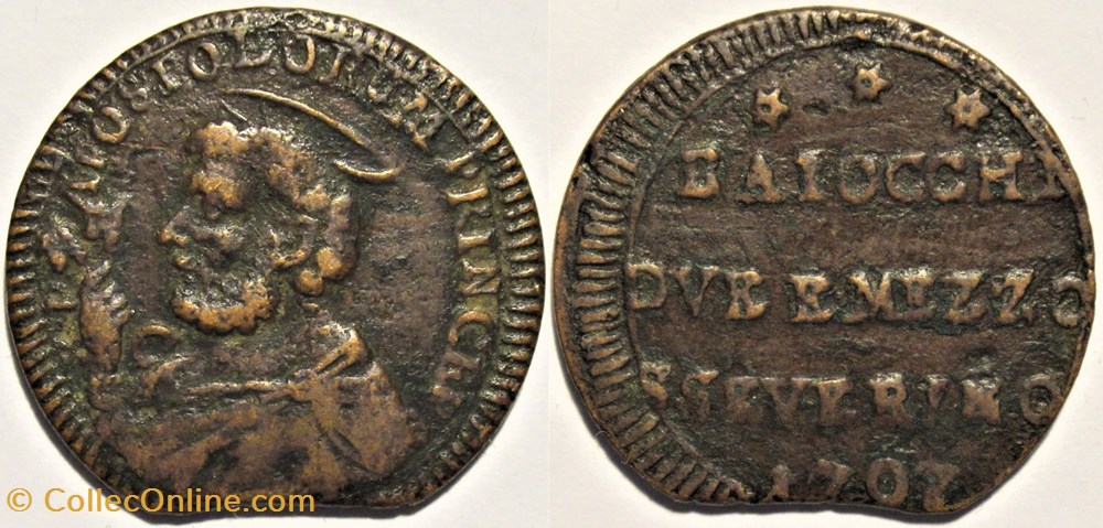 Pius VI - 2½ Baiocchi 1796 - Papal States, San Severino monnaies europe medievale etats pontificaux pius vi 2 baiocchi 1796 papal states san severino