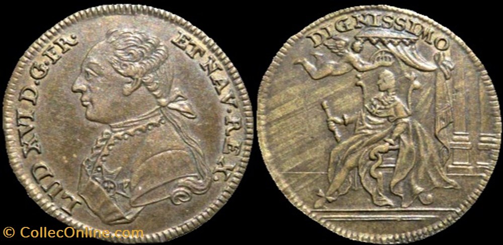 Louis XVI - Jeton du Sacre "Dignissimo" c.1774 monnaies paranumismatique jetons poids louis xvi jeton du sacre dignissimo c 1774