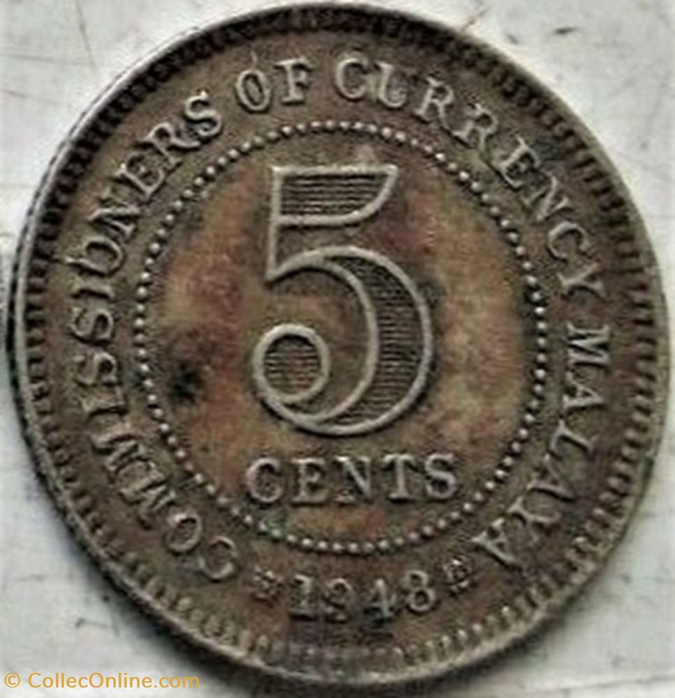 George VI - 5 Cents 1948 - Malaysia monnaie monde malaisie george vi 5 cents 1948 malaysia