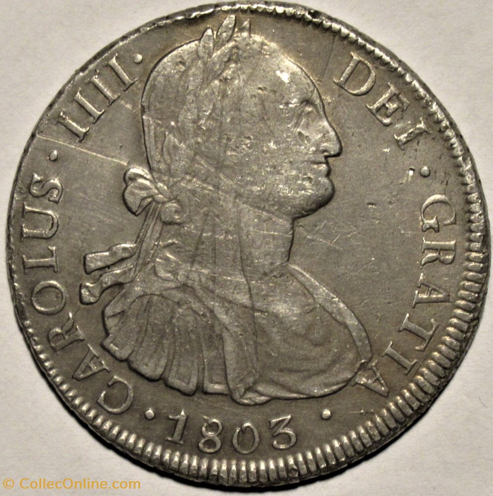 8 Reales 1803 Potosi - Carlos IV de España monnaies monde bolivie 8 reales 1803 potosi carlos iv de espana
