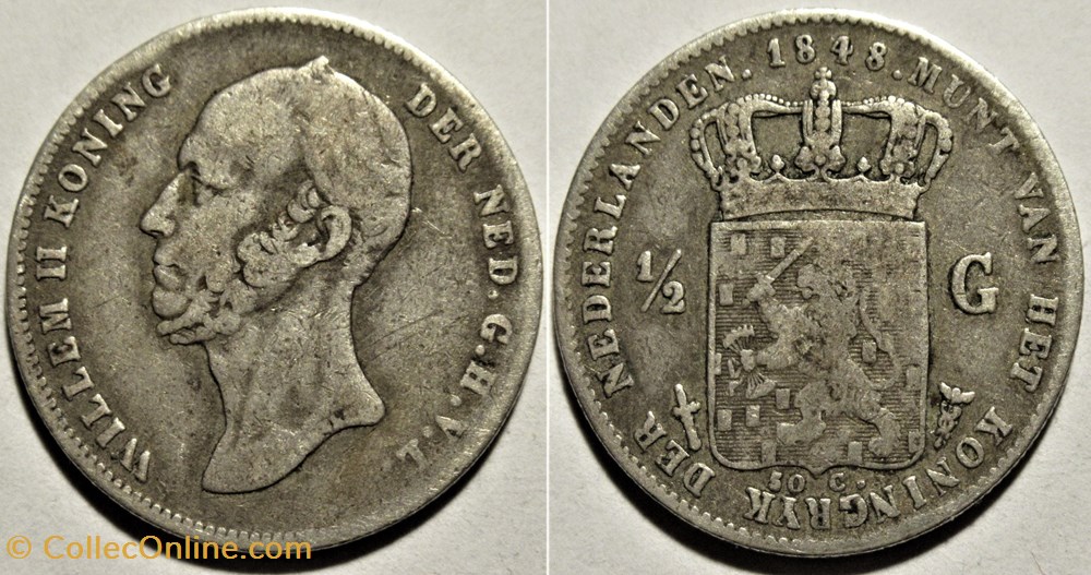 monnaies monde pays bas willem ii of nederland gulden 1848 47 overdate