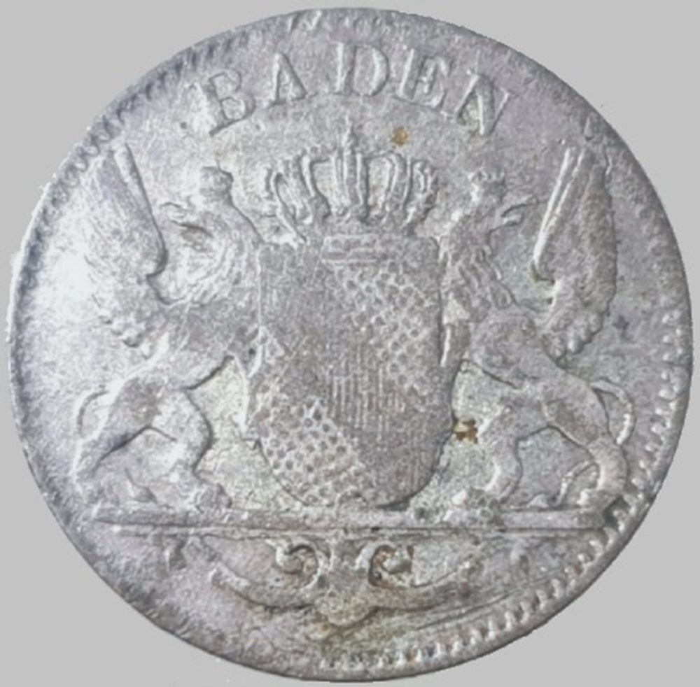 monnaies europe medievale saint empire romain germanique ludwig ii 3 kreuzer 1854 grand duchy of baden