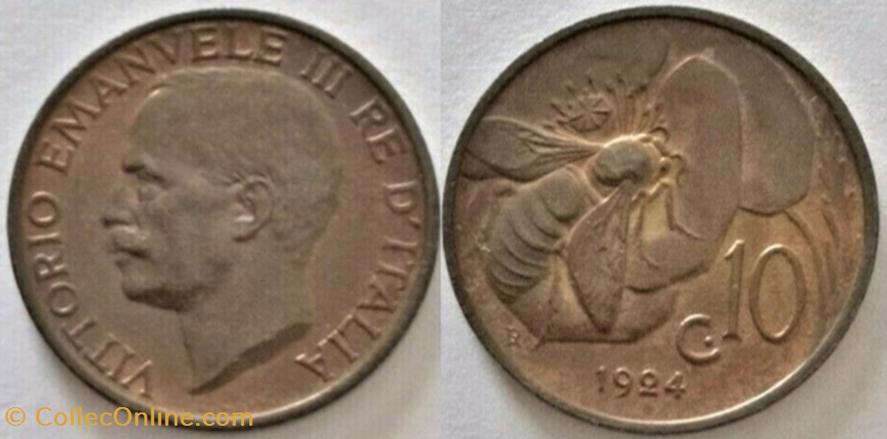 1924 Regno d'Italia, 10 Centesimi, Roma - Vittorio Emanuele III monnaies monde italie 1924 regno italia 10 centesimi roma vittorio emanuele iii