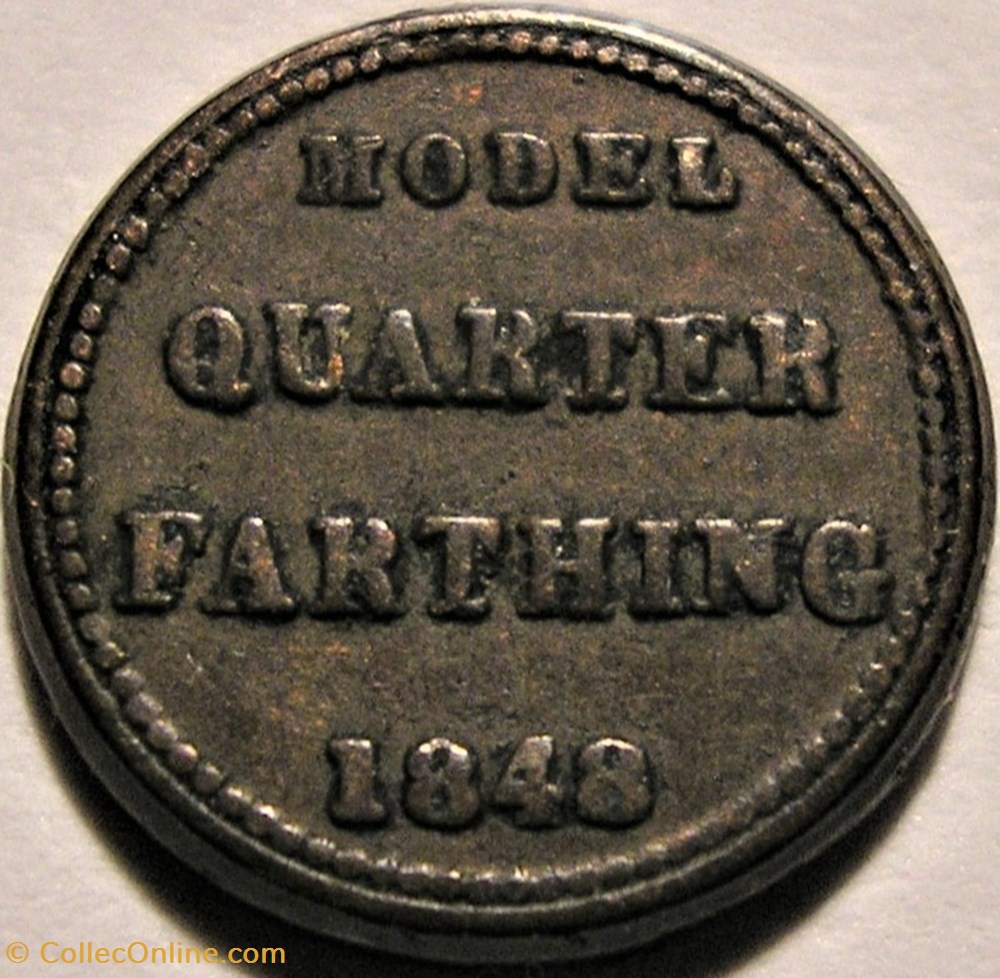 Victoria - Quarter Farthing Model 1848 - Token 3 monnaies paranumismatique jetons poids victoria quarter farthing model 1848 token