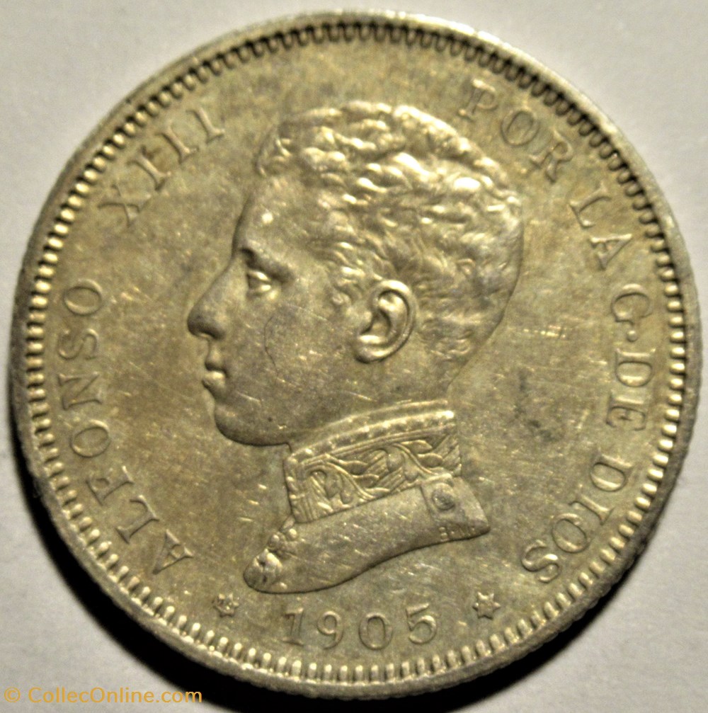 monnaies monde espagne 1905 2 pesetas alfonso xiii de espana