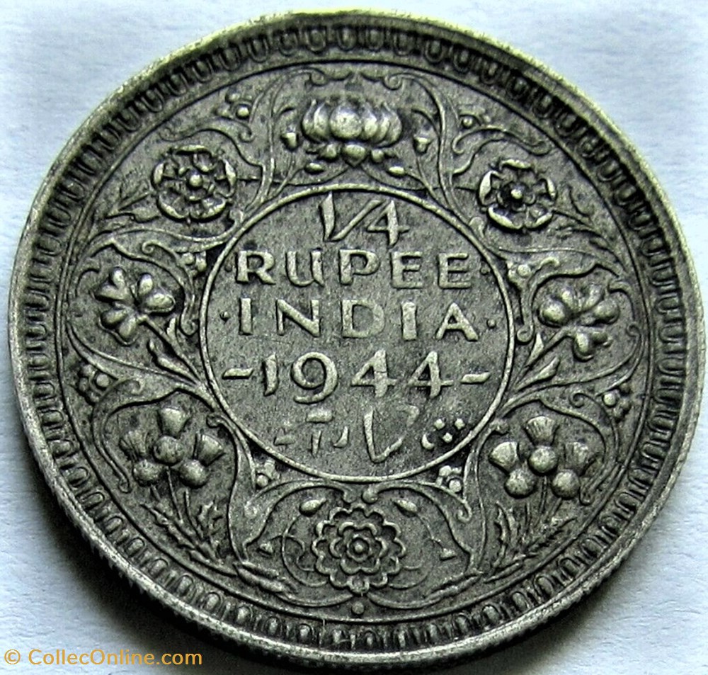 George VI - Half Rupee 1944 Bombay - British India (ex.2) 3 monnaies monde inde george vi half rupee 1944 bombay british india ex 2