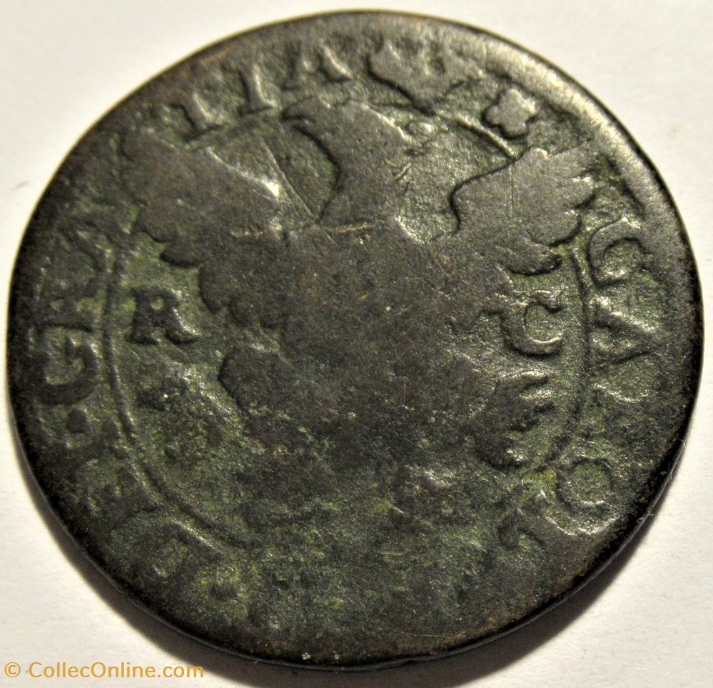 1699 Regno de Sicilia, 1 Grano - Carlo II di Spagna 2 monnaies europe medievale royaume sicile 1699 regno de sicilia 1 grano carlo ii di spagna