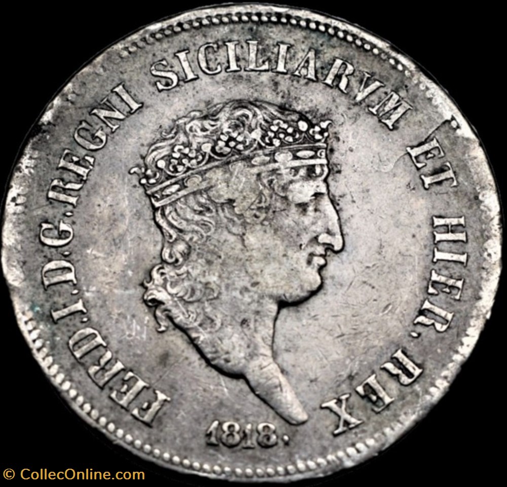 monnaies europe medievale royaume naples 1818 deux siciles 120 grana ferdinando i de bourbon siciles