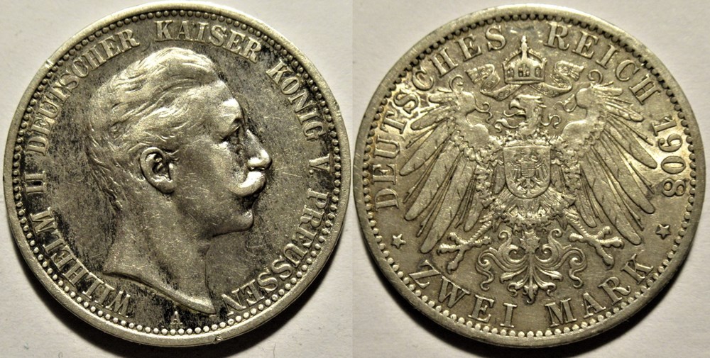 monnaies monde allemagne wilhelm ii 2 mark 1908 berlin
