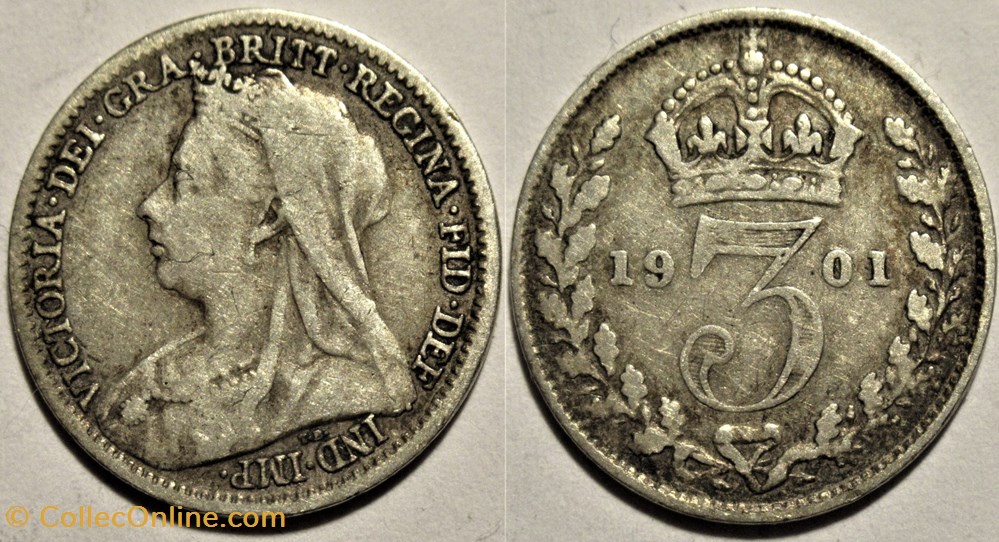 Victoria - 3 pence 1901 Kingdom of Great Britain monnaies monde royaume uni victoria 3 pence 1901 kingdom of great britain