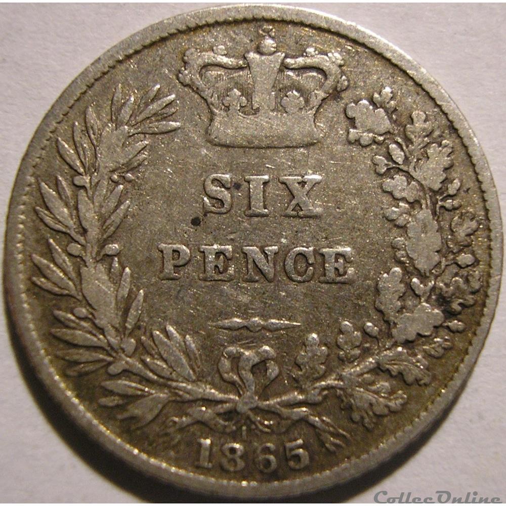 Victoria - Sixpence 1865 Kingdom of Great Britain monnaie monde royaume uni victoria sixpence 1865 kingdom of great britain
