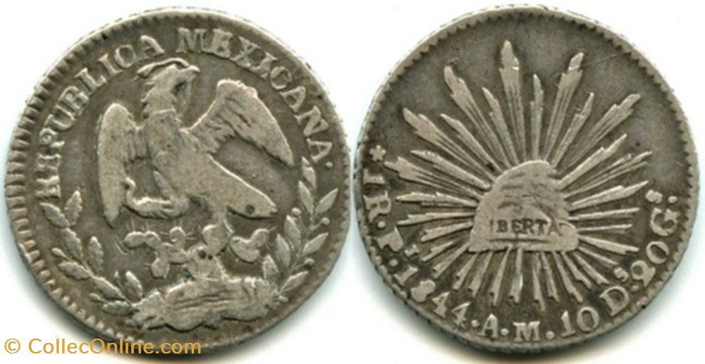 México - 1 Real 1844 San Luis Potosi - 2nd Republic monnaies monde mexique mexico 1 real 1844 san luis potosi 2nd republic