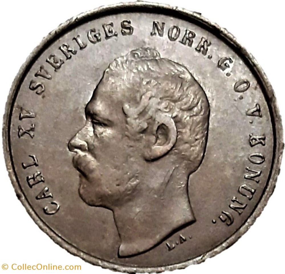 Sweden - Karl XV - 1 Öre 1872 monnaies monde suede sweden karl xv 1 ore 1872